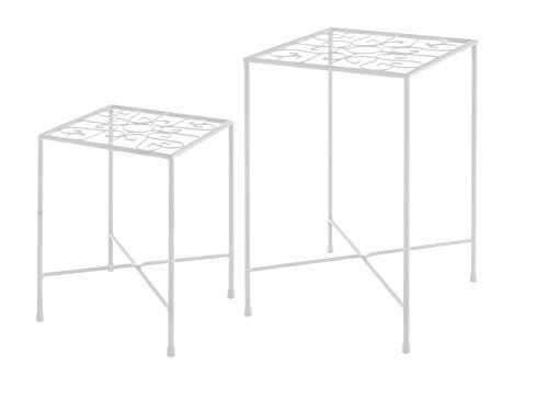 2-er Set Blumenhocker | aus Metall | pulverbeschichtet | bodenschonende Fußkappen (weiß) von KaMel GmbH
