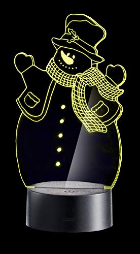 KaMel GmbH kamelshopping LED Deko Acryl Leuchte mit Touch-Sensor im Weihnachtsmotiv, 7 Farben, Farbwechsel, Timer, Weihnachtsdeko mit Beleuchtung (Schneemann) von KaMel GmbH