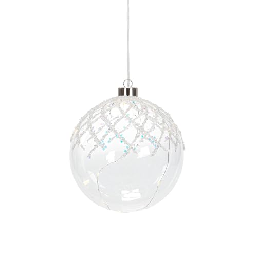 LED Deko Kugel aus Glas mit Draht-Lichterkette als Beleuchtung zum Hängen oder Hinstellen | ideal zu Weihnachten | batteriebetrieben | Verschiedene Modelle (zum Hängen mit Timer - 2) von KaMel GmbH