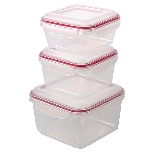 kamelshopping Frischhaltedosen mit Deckel im 3er Set | stapelbar | BPA-frei Kunststoff | auslaufsicher | Klick-Verschluss | Mikrowellengeeignet | auslaufsicher (Quadratisch) von KaMel GmbH
