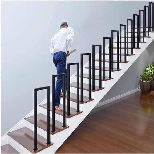 Handlauf Treppe, Treppen GeläNdergeläNder U,M-FöRmige, TreppengeläNder, Treppenhandlauf GeläNder FüR AußEnbereich, Indoor Outdoor Garten Treppenhaus Treppen StüTzgeläNder (35cm, Schwarz A) von KaO0YaN