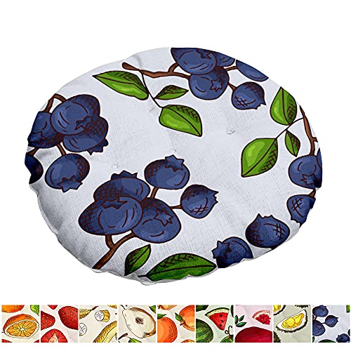 Sitzkissen, kreative Kissen-Stuhlpolsterung, tropisches Obstmuster, gestepptes rundes Leinen-Sitzpolster, Bequeme Esszimmerstuhlkissen (Feigen, 40 x 40 cm) (Color : Blueberry, Size : 40x40cm) von KaTiak
