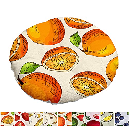 Sitzkissen, kreative Kissen-Stuhlpolsterung, tropisches Obstmuster, gestepptes rundes Leinen-Sitzpolster, Bequeme Esszimmerstuhlkissen (Feigen, 40 x 40 cm) (Color : Orange, Size : 40x40cm) von KaTiak
