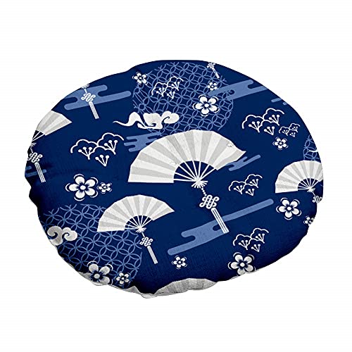 Sitzkissen, rundes Leinenkissen, Stuhl-Sitzpolster, traditioneller chinesischer Stil, Bedruckt, gesteppt, Tatami-Boden, Sofa, Esszimmerstühle, gepolsterte Kissen (40 x 40 cm, Khaki) (Color : Blue B, von KaTiak