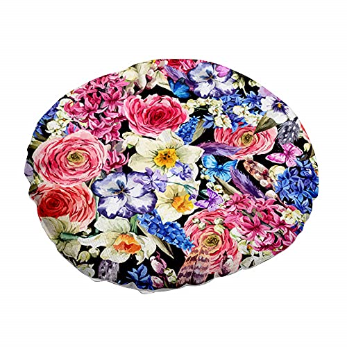 Sitzkissen, rundes Leinenkissen, Stuhlpolster, gestepptes Sitzpolster, Elegantes, luxuriöses Blumendruck-Boden-Tatami-gepolstertes Sofa-Esszimmerstuhl-Kissen (40 x 40 cm, Mintgrün) (Color : Blooming von KaTiak