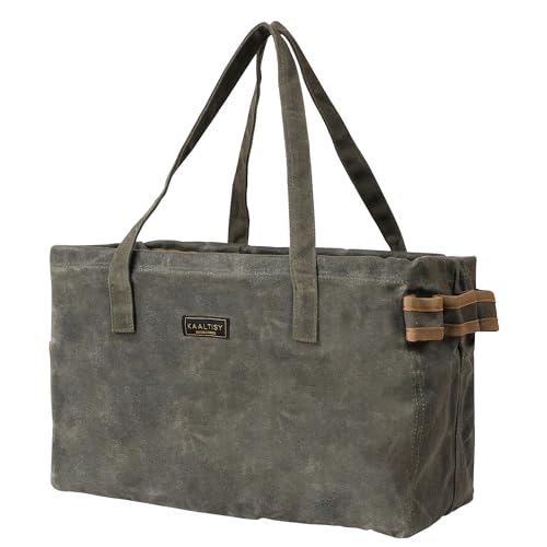 Canvas Werkzeug-Tasche, 16OZ Werkzeug-Tasche aus gewachstem Segeltuch - Faltbare Werkzeugtasche aus Segeltuch mit 10 Taschen & Metall Support Bars für Meißel, Schraubenschlüssel, Hämmer | Armeegrün Canvas Werkzeug-Tasche, 16OZ Werkzeug-Tasche aus gewachstem Segeltuch - Faltbare Werkzeugtasche aus Segeltuch mit 10 Taschen & Metall Support Bars für Meißel, Schraubenschlüssel, Hämmer | Armeegrün von Kaaltisy