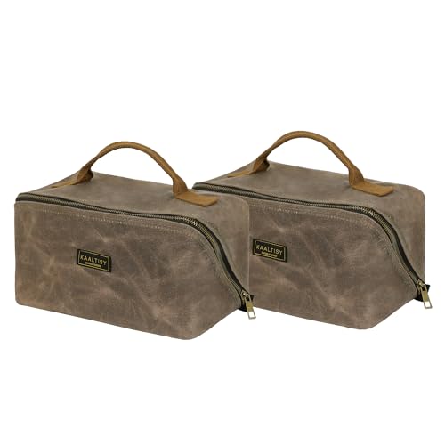 Canvas Werkzeugtasche, Zippered Tool Pouch mit Griff, 16 OZ gewachstem Segeltuch Werkzeug Storage Organizer | 2-Pack | 24 x 27 x 14cm (Geöffnet) - Grau von Kaaltisy