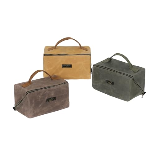 Robuste Werkzeugaufbewahrung, Werkzeugtasche mit Metall-Reißverschluss & Griff, 16 OZ gewachstes Segeltuch Werkzeugtasche | 3-Pack | 24 x 14 x 14cm (Geschlossen) von Kaaltisy