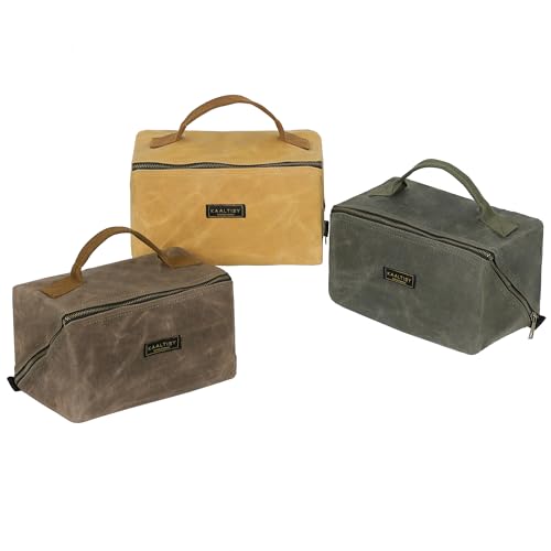Robuster Werkzeug-Organizer, Werkzeugtasche mit Metall-Reißverschluss und Griff, 473 ml, gewachstes Segeltuch, 3er-Pack, Armeegrün + Khaki + Grau von Kaaltisy