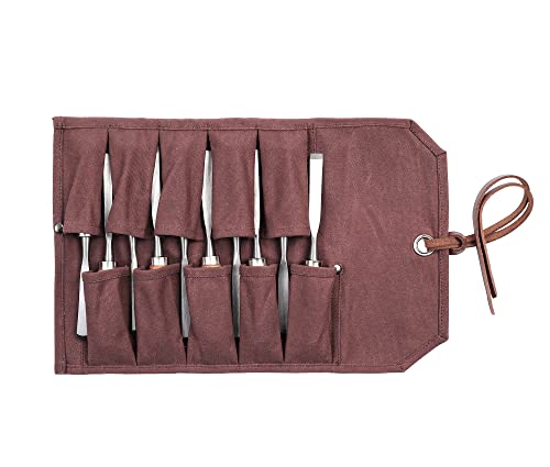 16oz gewachstes Segeltuch Werkzeugtasche, Werkzeugrolltasche mit 10 Einsteckensfächer, tragbare kleine Werkzeuge-Organizer | Braun von Kaaltisy