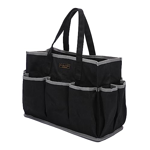Werkzeugtaschen, 16OZ Waxed Canvas Tool Bag, Werkzeug-Tragetasche mit 1 großen Kapazität & 10 kleine Taschen - Robust mehrzeitig zugängliche Tasche für Gärtner Mechaniker Handwerker | Schwarz von Kaaltisy