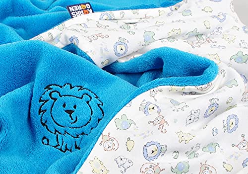 Kaarsgaren Babydecke für den Kinderwagen, leichte Decke für Baby, luftige Babydecke, doppellagige Kinderdecke (Aqua Löwe, 70 x 100 cm) von Kaarsgaren