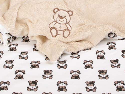Kaarsgaren Babydecke für den Kinderwagen, leichte Decke für Baby, luftige Babydecke, doppellagige Kinderdecke (Beige Bär, 70 x 100 cm) von Kaarsgaren