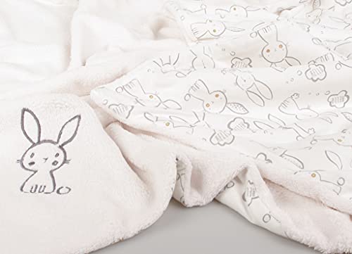 Kaarsgaren Babydecke für den Kinderwagen, leichte Decke für Baby, luftige Babydecke, doppellagige Kinderdecke (Creme Hase, 70 x 100 cm) von Kaarsgaren