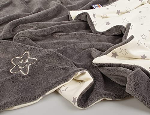 Kaarsgaren Babydecke für den Kinderwagen, leichte Decke für Baby, luftige Babydecke, doppellagige Kinderdecke (Grau Sterne, 70 x 100 cm) von Kaarsgaren