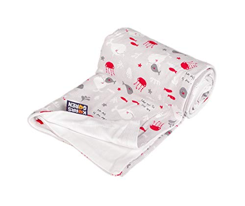 Kaarsgaren Beidseitige Sommer Baumwolldecke mit Bambusviskose Futter, Doppelschichtdecke, Kinderwagendecke, Babydecke, Erstlingsdecke, Sommerdecke (Grau Fisch, 70 x 100 cm) von Kaarsgaren