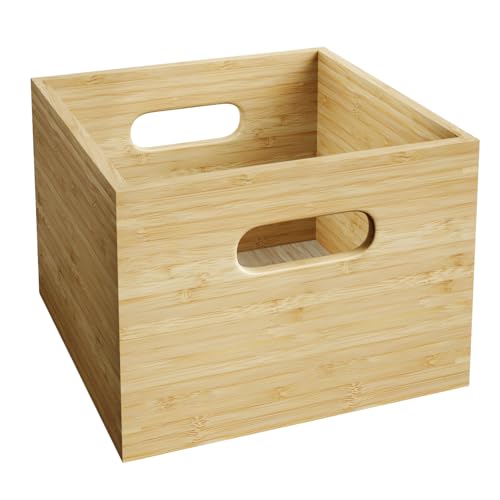 KD Essentials Aufbewahrungsbox & Ordnungsbox M, plastikfrei & umweltfreundliche Box aus 100% FSC Bambus, stapelbar & robust – Organizer Box für Ordnung in Küche, Büro, Kinderzimmer, Haushalt, Holzbox von KD Essentials