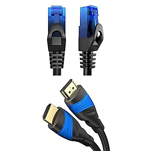 KabelDirekt Bundle – 0,25 m – Netzwerkkabel, Ethernet, LAN & Patch Kabel und 4 m – 4K HDMI-Kabel (4K@120Hz & 4K@60Hz, High Speed mit Ethernet, HDMI 2.0) von KabelDirekt