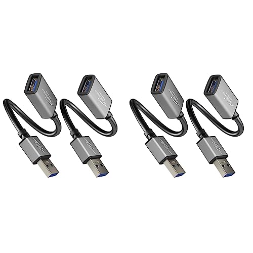 KabelDirekt – USB A 3.0 Verlängerungskabel – 0,15m x2 (Stecker USB A auf Buchse USB A, geeignet für alle USB A Anschlüsse, schwarz/Space Grey) – PRO Series (Packung mit 2) von KabelDirekt