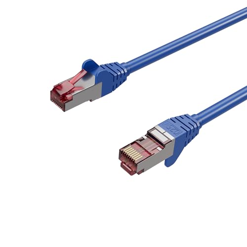 Kabelbude.eu Netzwerkkabel, RJ45 LAN, Ethernet Cat 6A, S/FTP, PIMF, Halogenfrei, GHMT Blau 0,50m von Kabelbude.eu