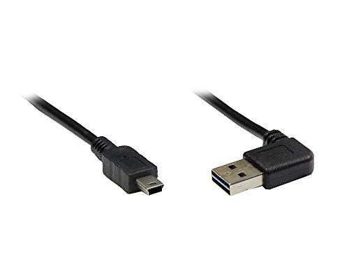 Kabelmeister® Anschlusskabel USB 2.0 Easy Stecker A an Mini Stecker, gewinkelt, schwarz, 2m von Kabelmeister