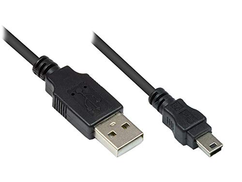 kabelmeister® Anschlusskabel USB 2.0 Stecker A an Stecker Mini B 5-pin, schwarz, 5m von Kabelmeister