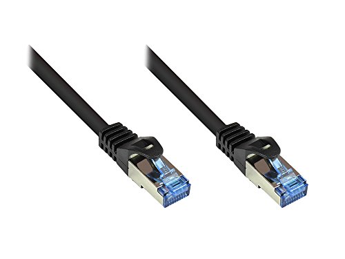 Kabelmeister® Cat.6A Ethernet LAN Patchkabel mit Rastnasenschutz - S/FTP, PiMF, PVC, 500MHz, halogenfrei- 10-Gigabit-fähig - schwarz, 25m von Kabelmeister