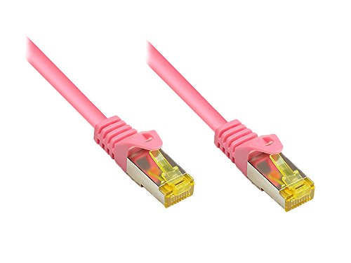 Kabelmeister® RJ45 Patchkabel mit Cat. 7 Rohkabel und Rastnasenschutz (RNS®), S/FTP, PiMF, halogenfrei, 500MHz, OFC, magenta, 20m von Kabelmeister