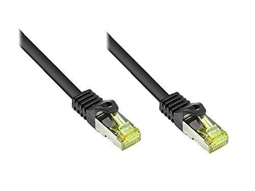 Kabelmeister® RJ45 Patchkabel mit Cat. 7 Rohkabel und Rastnasenschutz (RNS®), S/FTP, PiMF, halogenfrei, 500MHz, OFC, schwarz, 80m von Kabelmeister