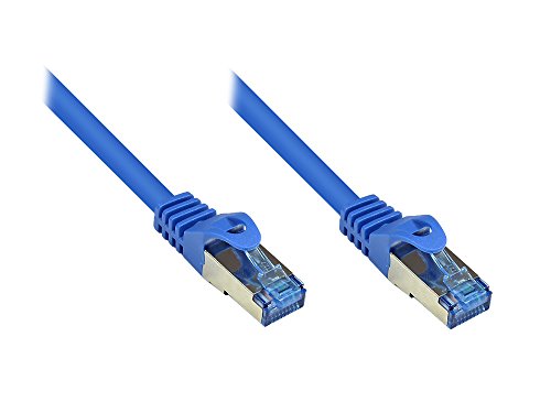 Kabelmeister® Cat.6A Ethernet LAN Patchkabel mit Rastnasenschutz - S/FTP, PiMF, PVC, 500MHz, halogenfrei- 10-Gigabit-fähig - blau, 0,5m von Kabelmeister