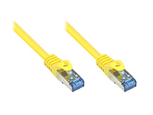 Kabelmeister® Cat.6A Ethernet LAN Patchkabel mit Rastnasenschutz - S/FTP, PiMF, PVC, 500MHz, halogenfrei- 10-Gigabit-fähig - gelb, 0,5m von Kabelmeister