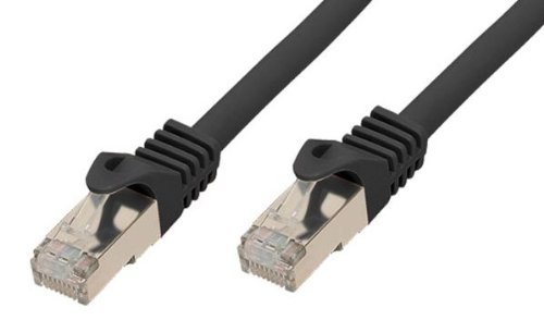 Kabelmeister SO-34574 Cat7 Ethernet 10-Gigabit LAN Patchkabel mit Cat 6A Steckern, 1 m, Kupferleiter, Rastnasenschutz RNS, doppelt geschirmt S/FTP, PiMF, 500MHz, Halogenfrei Schwarz von Kabelmeister