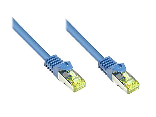 Kabelmeister® SO-35798 Cat7 Ethernet 10-Gigabit LAN Patchkabel mit Cat 6A Steckern, 40 m, Kupferleiter, Rastnasenschutz RNS, doppelt geschirmt S/FTP, PiMF, 500MHz, Halogenfrei Blau von Kabelmeister