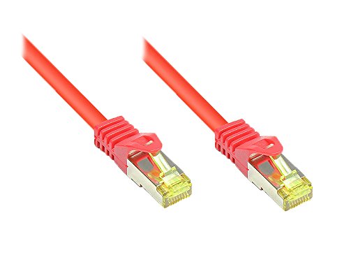 Kabelmeister® SO-35809 Cat7 Ethernet 10-Gigabit LAN Patchkabel mit Cat 6A Steckern, 50 m, Kupferleiter, Rastnasenschutz RNS, doppelt geschirmt S/FTP, PiMF, 500MHz, Halogenfrei Rot von Kabelmeister