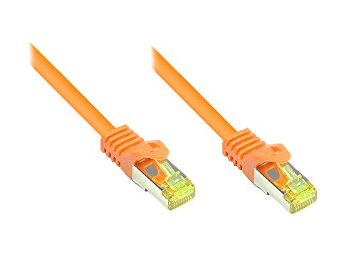 Kabelmeister® RJ45 Patchkabel mit Cat. 7 Rohkabel und Rastnasenschutz (RNS®), S/FTP, PiMF, halogenfrei, 500MHz, OFC, orange, 1,5m von Kabelmeister