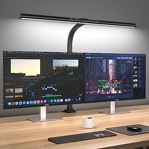 24W Schreibtischlampe LED Dimmbar, 80cm Superbreit Schreibtischlampe Klemmbar mit einstellbare Farbtemperaturen, Augenschutz Büro Tischlampe, Monitor Lampe,Keine Bildschirm Blendung oder Flimmern von KableRika