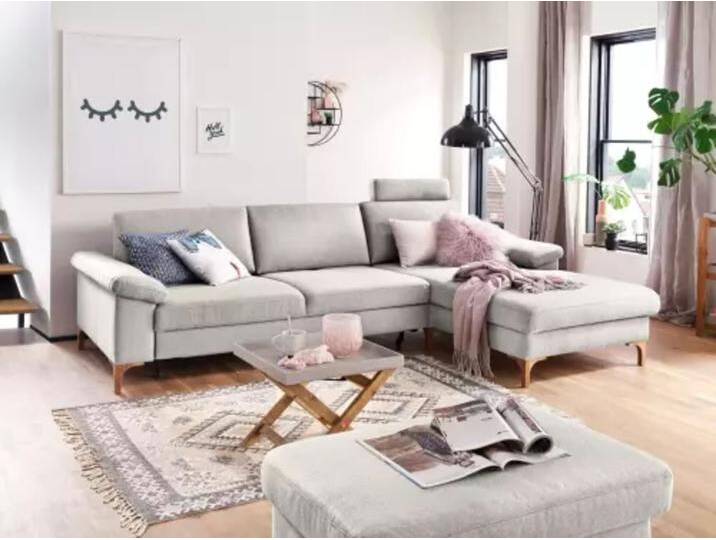 Ecksofa Cavriana VI wahlweise mit Schlaffunktion, Bettkasten und rückenecht bezogen von Kabs PolsterWelt