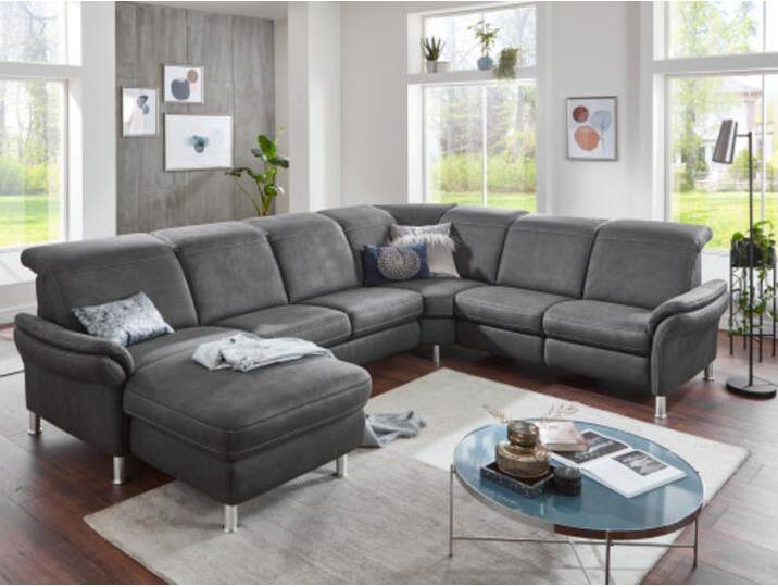 Wohnlandschaft Paleo wahlweise mit Schlaffunktion und rückenecht bezogen von Kabs PolsterWelt