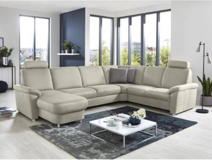 Wohnlandschaft Zoccetta VIII wahlweise mit Schlaffunktion, Bettkasten und rückenecht bezogen von Kabs PolsterWelt