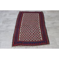 135x95 cm Vintage Handgewebte Orient Sarand Teppich Nomaden Kelim Nokl/3 von KabulGallery