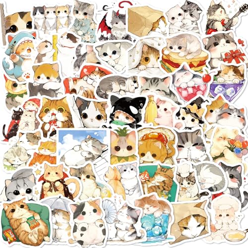 Kabwea 50 Stück Deko-Sticker Mit Kätzchen Verschiedener Rassen, Sticker Aesthetic, Katzen Sticker von Kabwea