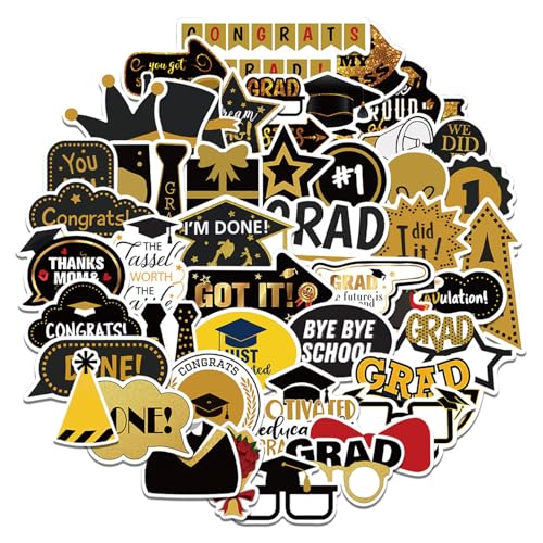 Kabwea 52 Stück Aufkleber für die Abschlusssaison 2025, Aufkleber für die Abschlussfeier, Sticker, Aufkleber, Graduation Sticker von Kabwea