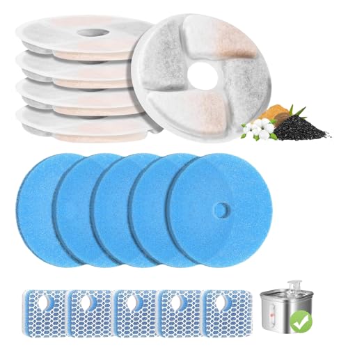 Kabwea 6 stück Katzenbrunnenfilter, Filter Katzenbrunnen, Filter Trinkbrunnen Katzen, Ersatz für Quadratischen Automatischen Haustier-Wasserbrunnen mit 2,2 L/73 OZ von Kabwea