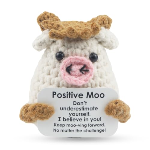 Kabwea Positive Mini-Kuhgeschenke zum Häkeln, inspirierende Unterstützungsgeschenke, Einzigartiges Geschenk Für Freunde von Kabwea