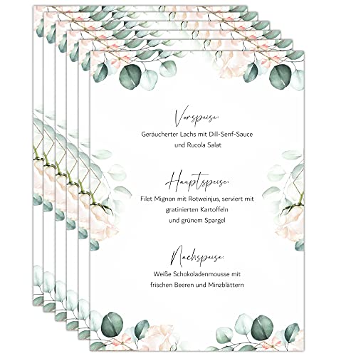 Kackspecht Menu Blanko Menükarten im Boho Design | 15 Stück DIN A5 | Individuell anpassbare Speisekarten und Getränkekarten für die Hochzeit und andere Anlässe | Tischdeko von Kackspecht
