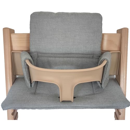 Kadem® Sitzkissen 100% Bio Baumwolle | Classic Kissen Sitzbezug Hochstuhlauflage | 2-teilig passend für Stokke Tripp Trapp Kinderhochstuhl | maschinenwaschbar einfache schnelle Befestigung | umbragrau von Kadem