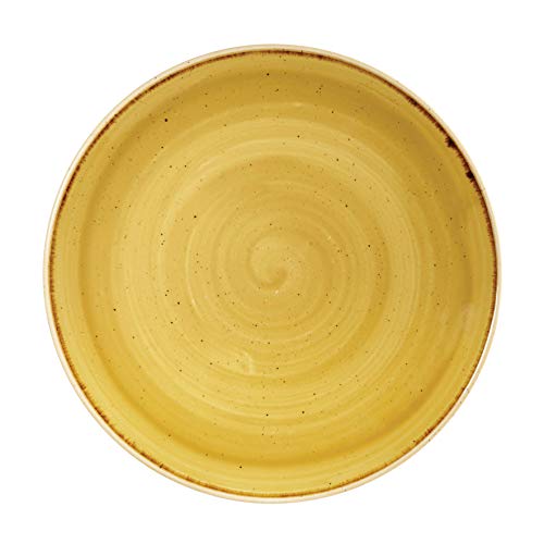 Kadida Churchill Stonecast - 12x Stück Coupe Plate Teller- Durchmesser: Ø26cm, Farbe auswählbar (Mustard Seed Yellow, 12) von Kadida