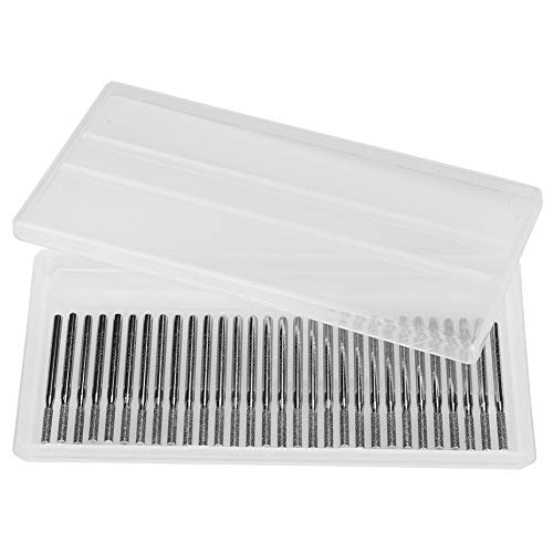 Kadimendium 30 Stück 2,5 Mm Schleifnadel, Zylinder, Flach, Diamant-Bit, Gravur, Spitze Nadel-Bits, Power Grinder, Schnitzwerkzeuge von Kadimendium