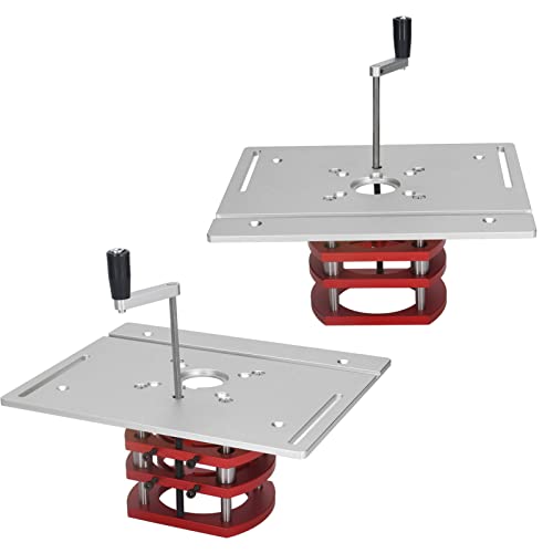 Kadimendium Oberfräsen-Lift, Manuelles Heben, Oberfräsen-Hebesystem-Set, Oberfräsen-Tischsägen-Einsatz, Grundplatte, Oberfräsen-Hebebasis für Kleine Besäummaschinen (Silber) von Kadimendium