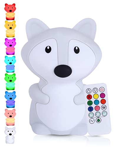 Kadoing® Fuchs Nachtlicht (Groß) - wiederaufladbare Nachtlampe mit Tippfunktion und Fernbedienung - Nachttischlampe für Kinder - Babylampe und Kinderlampe - Babyzimmer - Kinderzimmer - Kinderspielzeug von Kadoing